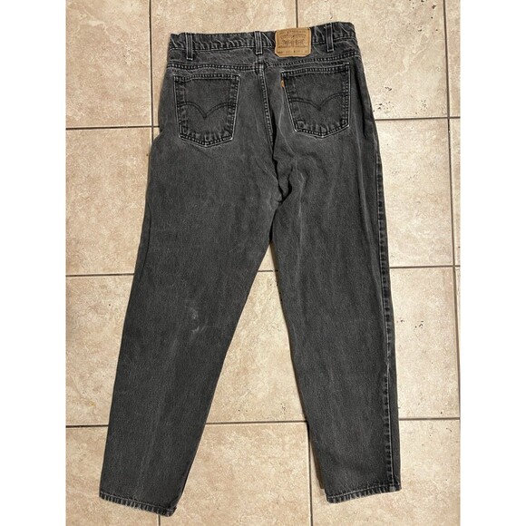 VTG Levis 550 Jeans Mens 34x30 Black Orange Tab Relaxed Fit Taper Leg Bat Wing - Picture 6 of 10